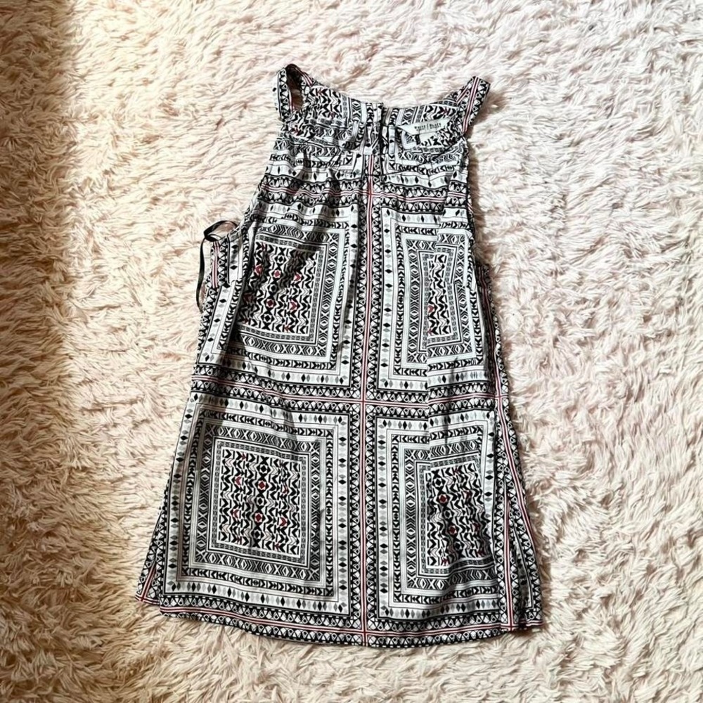 Aztec Tribal Boho Silky High Neck Tank Womens M Indie Earthy Professional Office